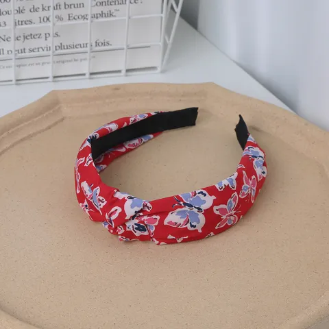 Mujeres Vintage Estampado Floral Nudo Cruzado Diadema Estilo Francés Ancho Banda de Pelo Accesorios de Cabello de Tela Aros de Pelo Diarios