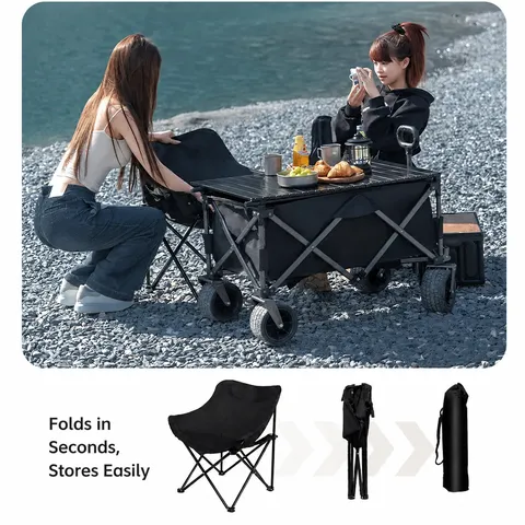 Portable Folding Moon Chair Outdoor Camping Hiking Picnic Fishing Heavy Duty Lightweight Comfortable Leisure Chair