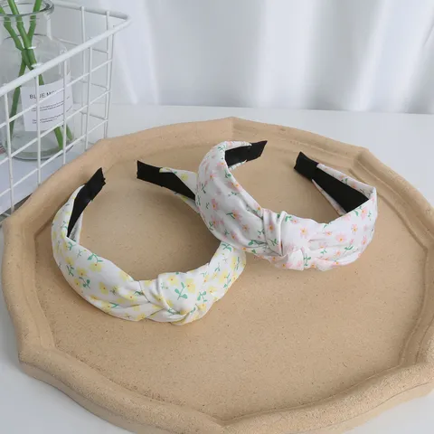 Diadema Ancha Nudosa Estampado Floral Vintage Tela Accesorio De Cabello Diario Para Mujeres