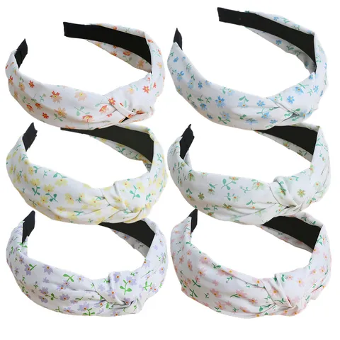 Diadema Ancha Nudosa Estampado Floral Vintage Tela Accesorio De Cabello Diario Para Mujeres