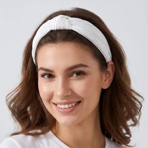 Diadema de Tela Ala Ancha Plisada a Rayas Nudo Estilo Coreano Accesorios de Cabello Lavado Facial Diario para Mujeres
