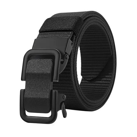 Men Women Canvas Belt Automatic Toothless Buckle Nylon Metal Jeans Belt Casual Outdoor Tactical Belt Fashion Waist Accessory