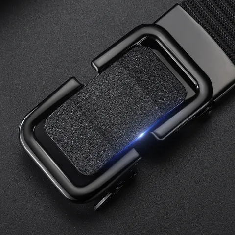 Men Women Canvas Belt Automatic Toothless Buckle Nylon Metal Jeans Belt Casual Outdoor Tactical Belt Fashion Waist Accessory