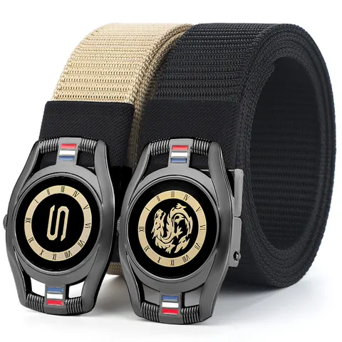 Men's Casual Canvas Belt Automatic Buckle Nylon Tactical Belt Business Outdoor Versatile Waist Belt For Men