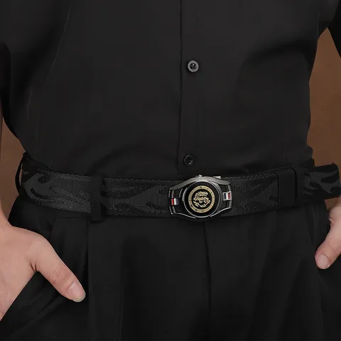 Men's Casual Canvas Belt Automatic Buckle Nylon Tactical Belt Business Outdoor Versatile Waist Belt For Men