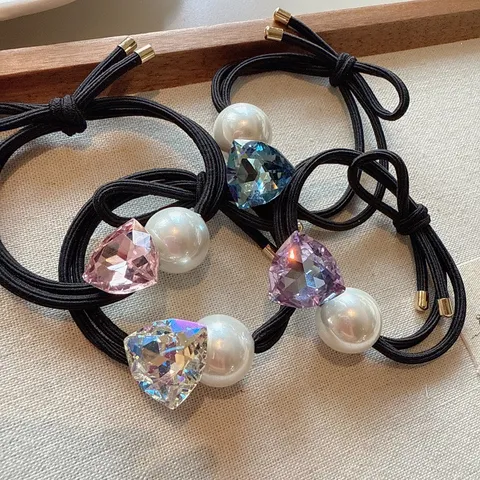 Stile Coreano Moda Minimalista Triangolo Cristallo Elastico per Capelli Elegante Elastico Coda di Cavallo Accessori Capelli Per Donne