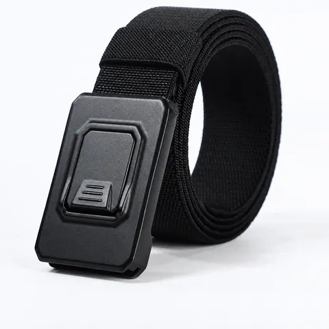 Men's Tactical Belt Canvas Outdoor Casual Woven Belt With Alloy Automatic Buckle Adjustable Length Fashion Waist Belt
