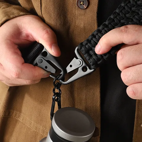 Outdoor Tactical Paracord Keychain With Carabiner Braided Nylon Lanyard Key Ring Holder For Daily Use Utility Gear