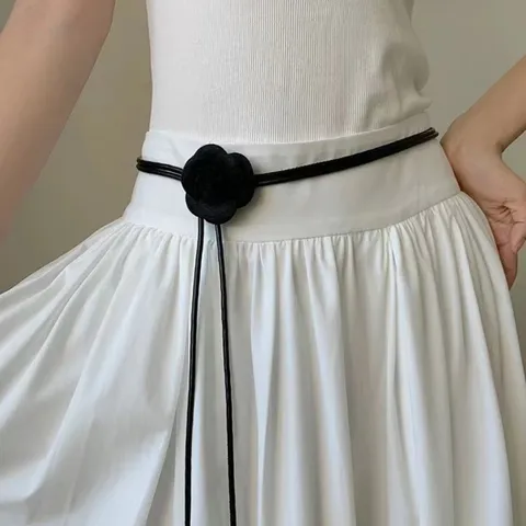 American Retro Women PU Leather Belt Simple Dress Decorative Waist Band Fashion Floral Skinny Waistbelt Female Accessories