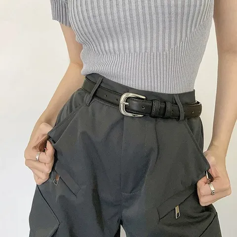 Women's Casual PU Leather Belt Simple Metal Pin Buckle Waist Belt For Jeans Fashion Daily Decorative Waistband