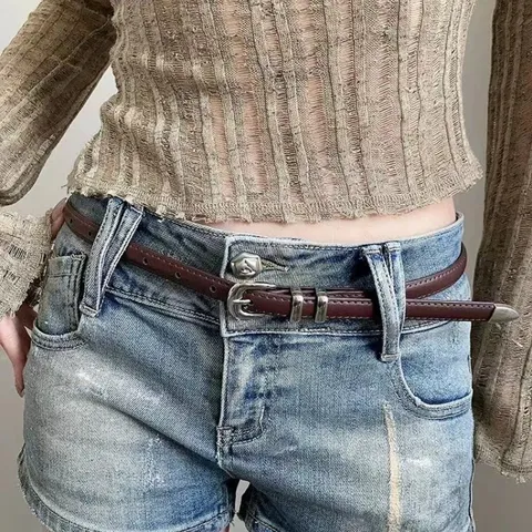 Women's Retro Vintage Slim Waist Belt Simple Casual Waistband For Jeans Dresses Fashion Accessories Daily Wear