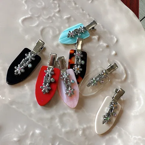 Stile Coreano Carino Fermaglio Becco d'Ancra in Acetato Strass Piccolo Fiore Forcina Laterale Accessori Per Capelli Per Donne