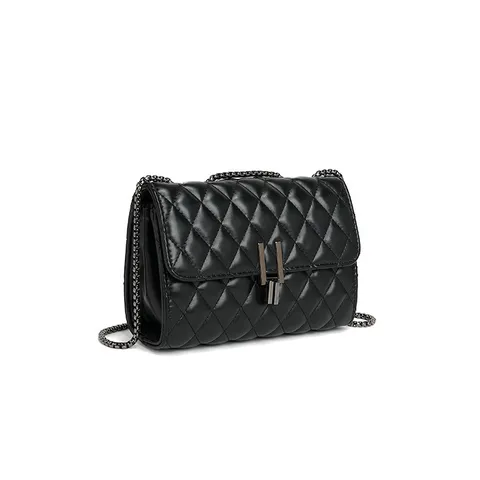 Women Fashion Quilted Chain Crossbody Bag PU Leather Urban Minimalist Shoulder Bag Elegant Lock Flap Handbag