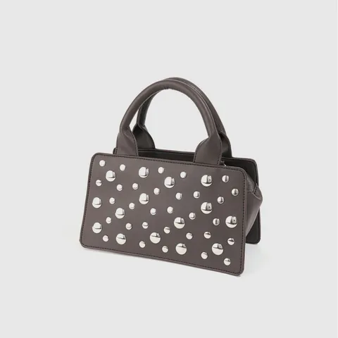 Fashion Rivet PU Leather Handbag Women Commuting Punk Style Shoulder Bag High Texture Crossbody Bag Metal Chain