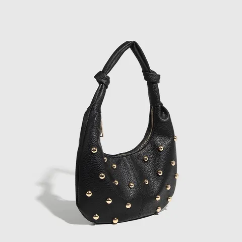 Women's Casual PU Leather Shoulder Bag Fashion Rivet Underarm Bag Simple Versatile Hobo Tote Bag Daily Commuting Handbag