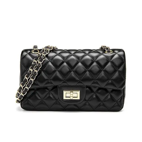 Women Fashion Quilted Chain Shoulder Bag PU Leather Vintage Designer Style Crossbody Handbag Daily Purse