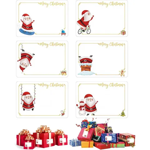 Funny Santa Claus Christmas Gift Label Stickers Self-Adhesive Blank Handwritten Signature Tags For Holiday Gift Decoration Sealing Labels