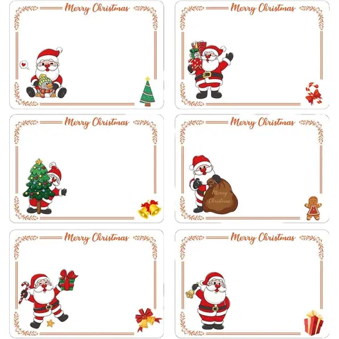 Cartoon Santa Claus Christmas Gift Label Stickers Hand-written Blank Name Tags For Holiday Gift Box Decoration Stickers