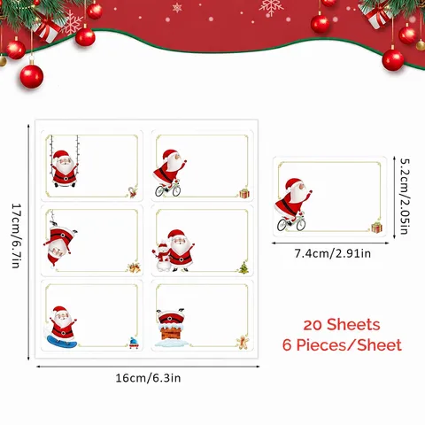 Funny Santa Claus Christmas Gift Label Stickers Self-Adhesive Blank Handwritten Signature Tags For Holiday Gift Decoration Sealing Labels