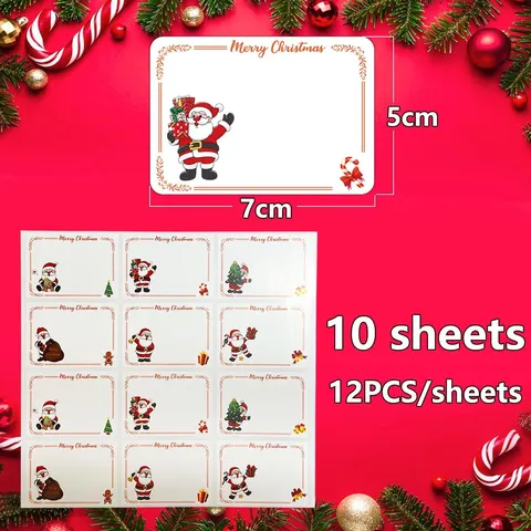 Cartoon Santa Claus Christmas Gift Label Stickers Hand-written Blank Name Tags For Holiday Gift Box Decoration Stickers