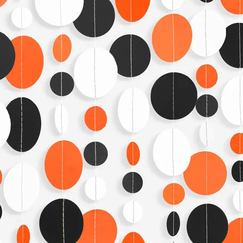 Decorazioni Appese per Festa di Halloween Nero Arancione Rotondo Carta Ghirlanda Banner Per Finestra Del Centro Commerciale Arredamento