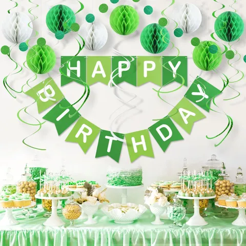 Set di Decorazioni per Festa di Compleanno Macaron Palle a Nido d'Ape e Stendardo
