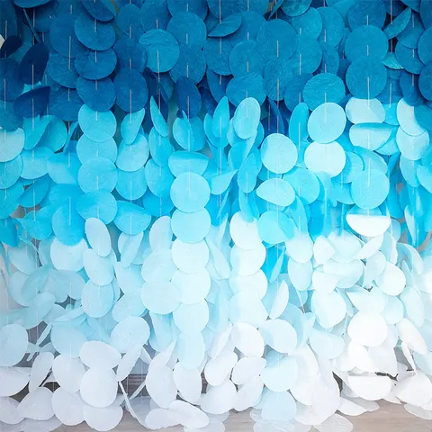 Ghirlanda Rotonda in Carta Crespa Sfumata Rosa e Blu Colorata Decorazione per Sfondo Parete per Matrimonio Festa di Compleanno