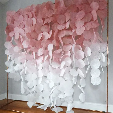 Ghirlanda Rotonda in Carta Crespa Sfumata Rosa e Blu Colorata Decorazione per Sfondo Parete per Matrimonio Festa di Compleanno