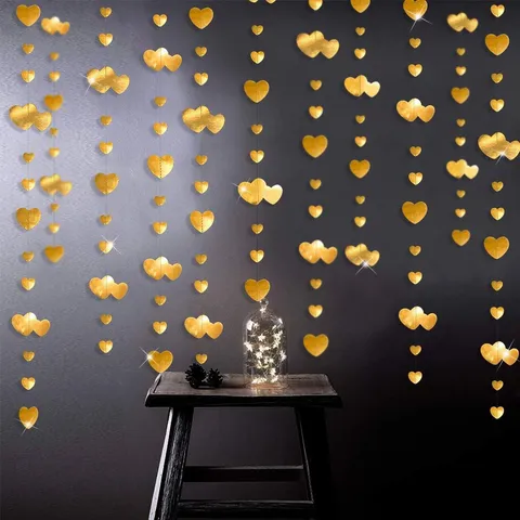 4M Specchio Glitter Doppio Cuore Ghirlanda di Carta Sospesa per San Valentino Matrimonio Festa Decor
