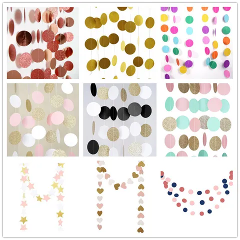 Ghirlanda di Carta Colorata Bandiera Sospesa Forma Stella Punto Cuore Serpentine di Carta per Festa di Compleanno Matrimonio Decorazione Festival