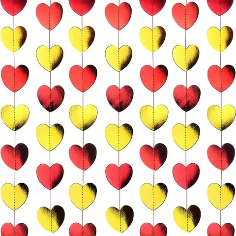 Ghirlanda di Carta a Cuore Oro Argento Rosso Specchio San Valentino Decorazione Sospesa a Forma di Cuore Festa Matrimonio Decorazione Parete Sfondo