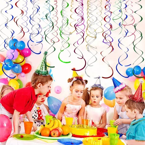 Ornamenti Sospesi a Spirale in PVC Lucentezza Metallica Decorazione per Festa di Compleanno Matrimonio Festival Parete di Sfondo