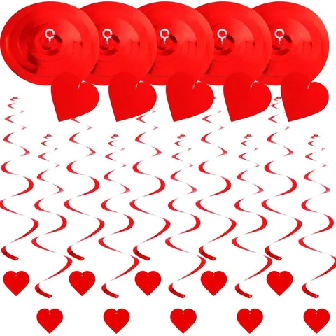 Decorazioni di Vortici Sospesi a Spirale a Cuore Rosso Per San Valentino Festa Di Matrimonio
