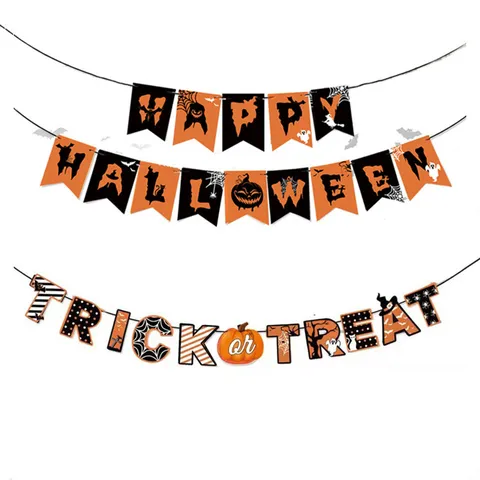 Striscione Decorativo per Feste di Halloween Trick Or Treat Zucca Fantasma Spirali Sospese Forniture per Decorazioni