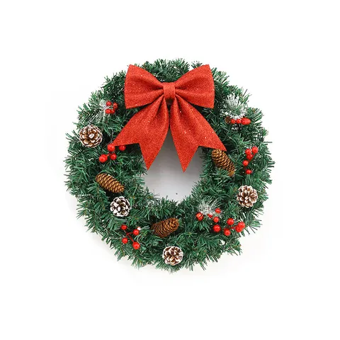 Ghirlanda di Natale Artificiale Con Pigne Bacche Rosse Luci LED Per Decorazione Porta Parete Casa