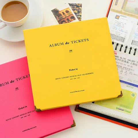 PU Leder Ticket Aufbewahrungsbuch 100 Fächer Sammelalbum Für Konzert Kinotickets Organizer Reise Erinnerungsjournal