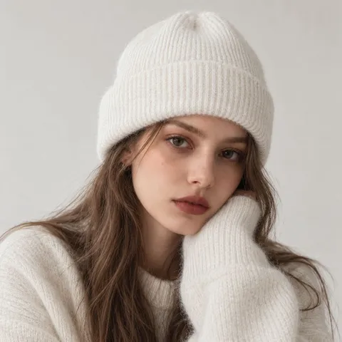 Unisex Winter Warm Knit Beanie Hat Wool Blend Cuffed Thermal Soft Casual Solid Color Ski Cap For Men Women