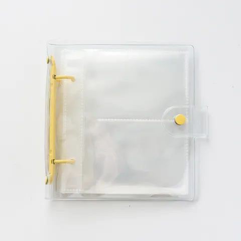 Mini Album Photo Transparent en PVC 3 Pouces Porte-Photocarte à Feuilles Mobiles Classeur Couverture Pailletée Livre de Rangement de Papeterie Scolaire