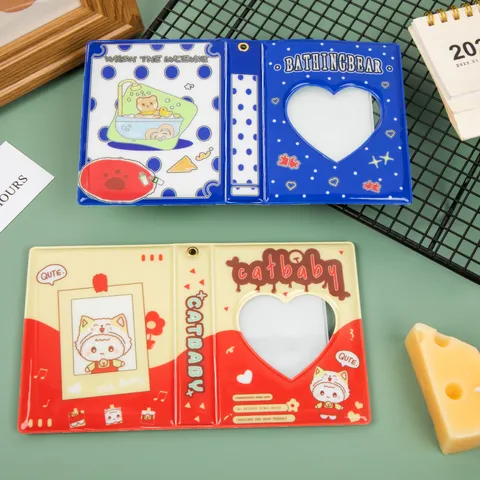 Mini Polaroid Photo Album 3 Inch Photocard Storage Book PVC Heart Hollow Cute Cartoon Card Holder Idol Collector