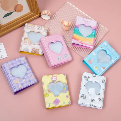 Heart Hollow Mini Photo Album PVC Cute Card Holder Portable Idol Photocard Storage Book For Daily Use