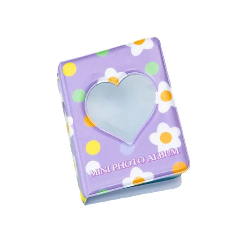 Mini Portátil 3 Pulgadas PVC Álbum de Fotos Corazón Mariposa Lindo Tarjetero Llavero Libro de Fotos