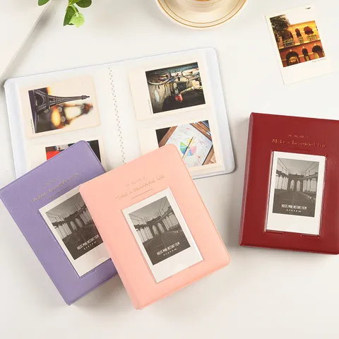 Mini Álbum de Fotos Instantáneas 3 Pulgadas 64 Bolsillos Libro de Imágenes Cuero PU Mini Soporte de Tarjetas Libro de Almacenamiento Para Fotos Instax Mini