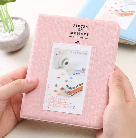 Mini Álbum de Fotos Soporte para Fotos Polaroid Cubierta de Libro de Cuero PU Con Bolsillo Transparente para Fotos Instantáneas