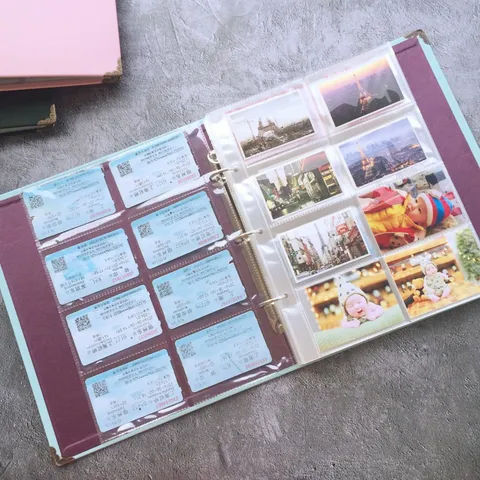 Libro de Colección de Boletos de Cuero PU Álbum de Fotos Organizador de Hojas Sueltas para Entradas de Cine y Tren Almacenamiento
