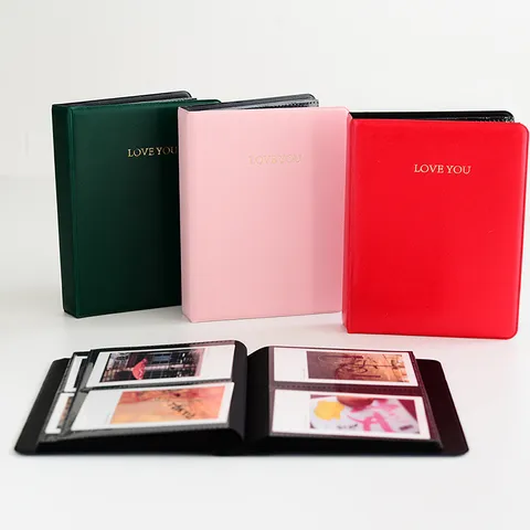 Mini Album Photo Portable en Cuir PU Pour Photos Polaroid Livre de Rangement Portable Avec Motif de Lettre Pour Collection de Photos