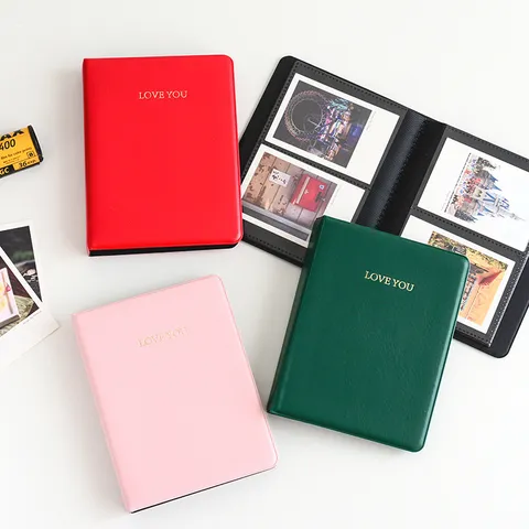 Mini Album Photo Portable en Cuir PU Pour Photos Polaroid Livre de Rangement Portable Avec Motif de Lettre Pour Collection de Photos