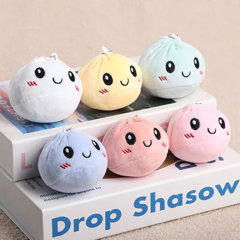 Süßer Weicher Plüsch Brötchen Anhänger Cartoon Gefülltes Fleischbrötchen Spielzeug Schlüsselanhänger Macaron Farben Kleiner Taschenschmuck