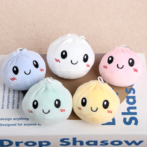 Süßer Weicher Plüsch Brötchen Anhänger Cartoon Gefülltes Fleischbrötchen Spielzeug Schlüsselanhänger Macaron Farben Kleiner Taschenschmuck