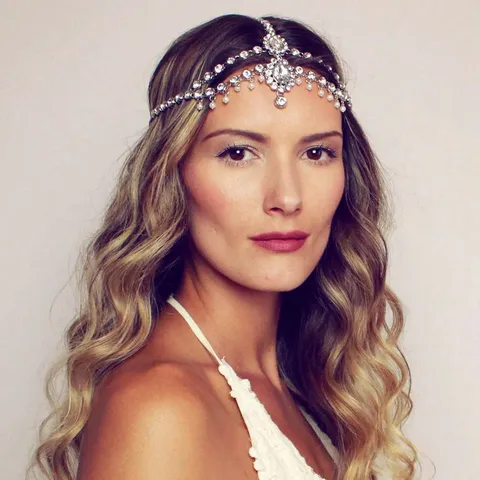 Bohemian Strass Kwast Voorhoofd Ketting Vintage Kristal Haar Accessoires Goud Zilver Legering Hoofdtooi Voor Vrouwen Feest