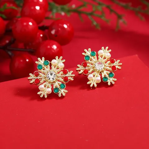 Kerst Oorknopjes Legering Strass Kunstparel Kerstman Sneeuwvlok Rendier Bel Feestelijke Feest Sieraden Cadeau Voor Vrouwen